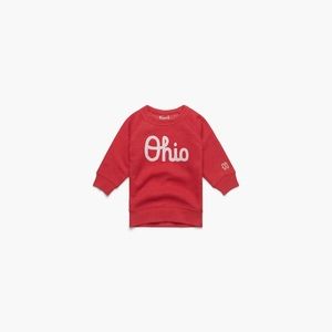 Homage sweatshirt red Ohio script baby 6-9 months.